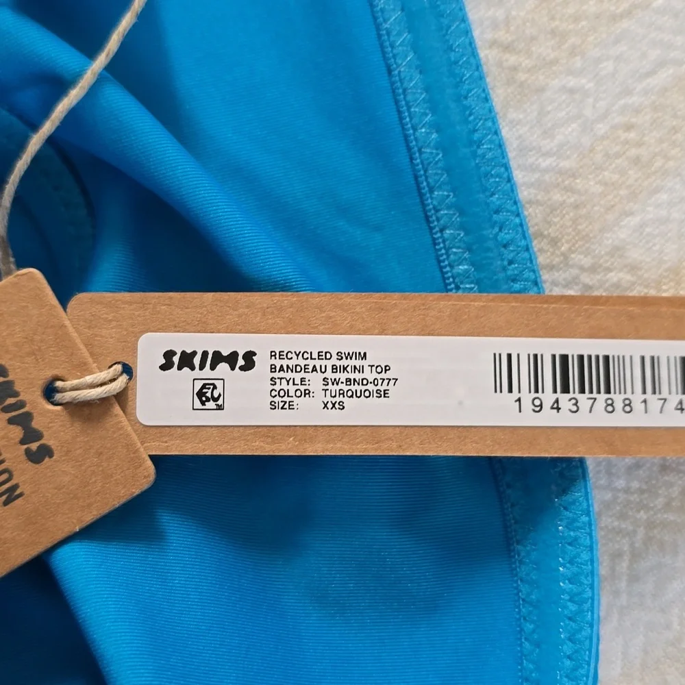 SKIMS Swim Bandeau Bikini Top Size:XXS Turquoise
